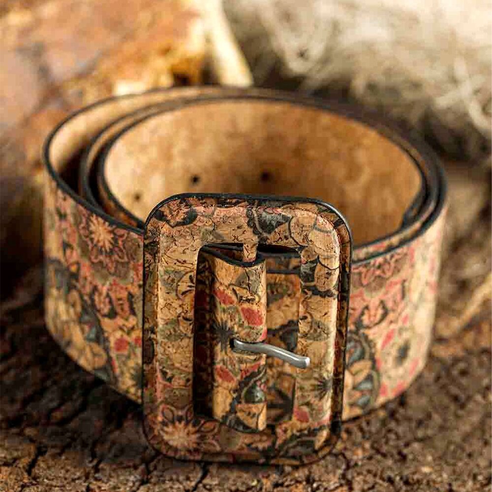 B254 Chestnut Western Floral Print Faux Leather Waist Belt - Picture 2 of 5